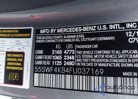 2015 Mercedes-Benz C 300 4Matic from USA, damaged, VIN 55SWF4KB4FU037169